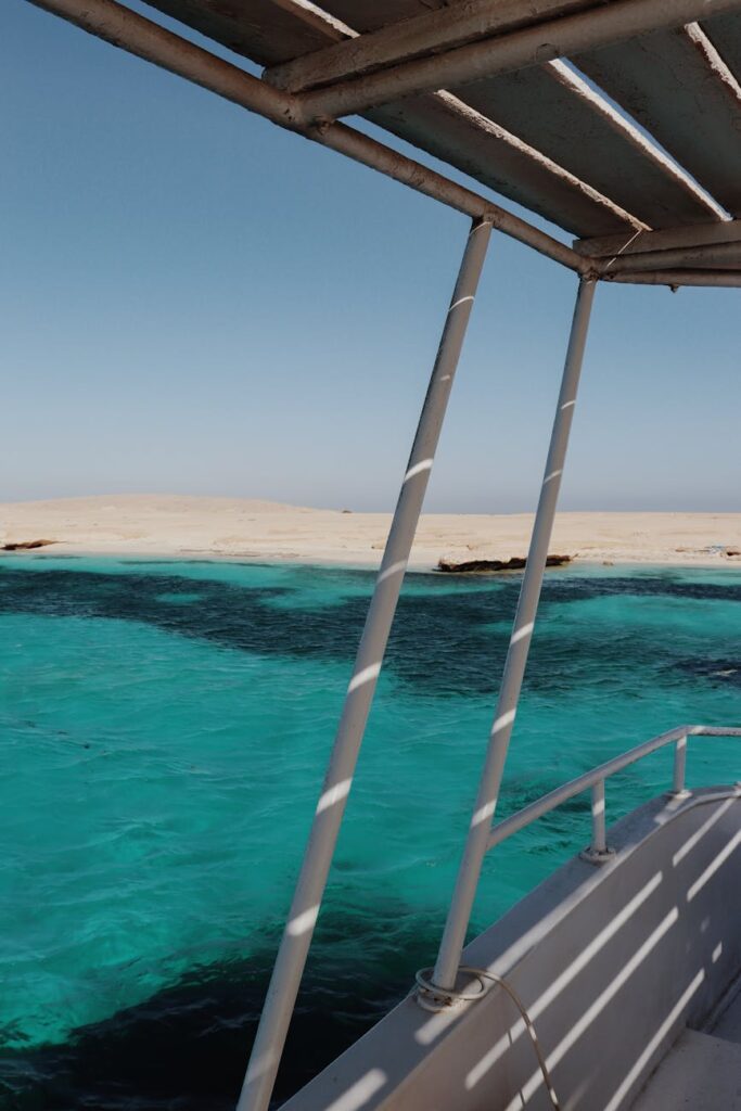 Discover the tranquil beauty of Hurghada's turquoise waters with a scenic boat view.