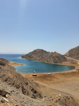 Explore the stunning landscape of Nuweibaa, Egypt, with its vibrant waters and rugged mountains.